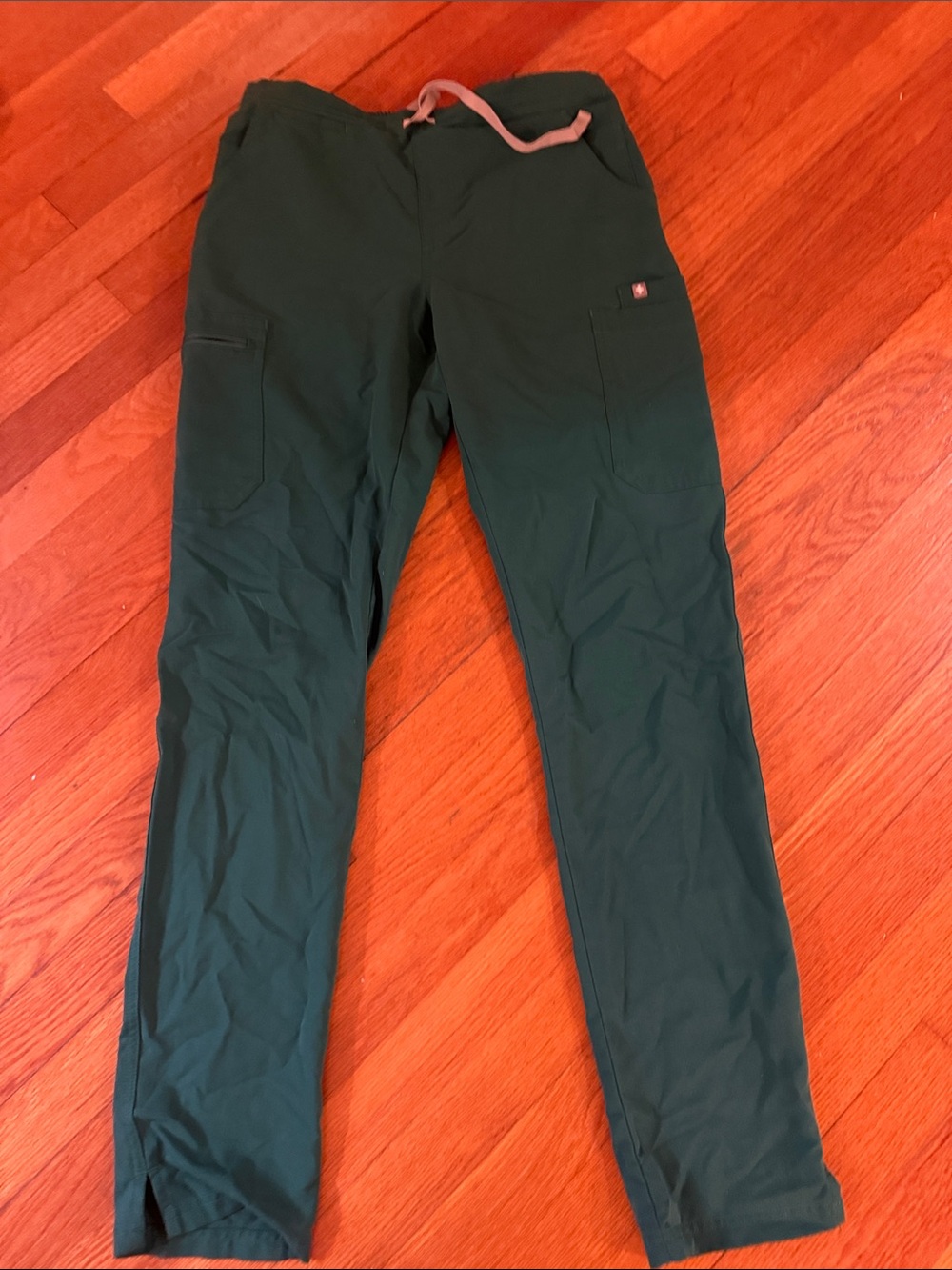 Figs Women's Dark Green Scrub Pants with grey Drawstring